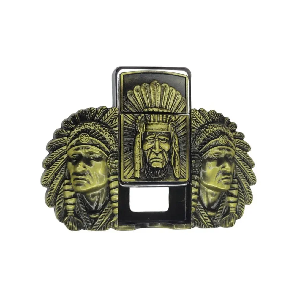 Triple Elders Lighter Belt Buckle - Bronze Metal Lighter Buckle - Free Engraving - Picture 2 of 10